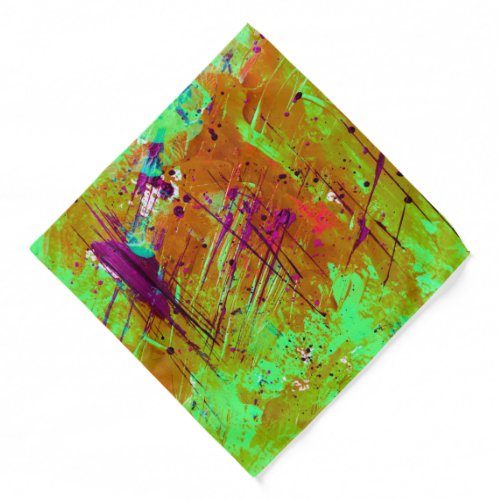 Colorful Neon Green Abstract Splatter Paint Bandana