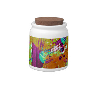 Colorful Neon Green Abstract Splatter Paint Candy Jar