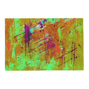 Colorful Neon Green Abstract Splatter Paint Placemat