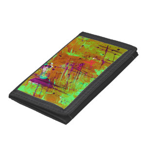 Colorful Neon Green Abstract Splatter Paint Tri-fold Wallet
