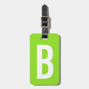 Colorful neon green monogram travel luggage tag