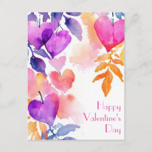 Colorful neon Hearts Valentine's Greeting Postcard
