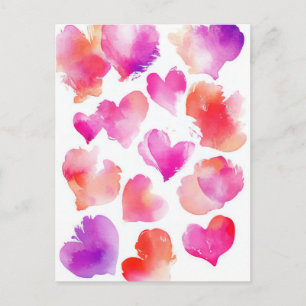 Colorful neon Hearts Valentine's Greeting Postcard