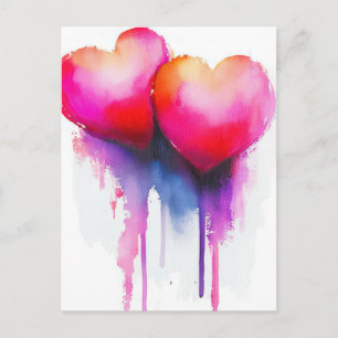 Colorful neon Hearts Valentine's Greeting Postcard