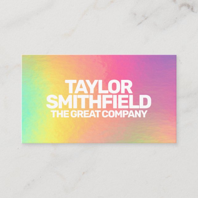 Colorful Neon Holographic Business Card (Front)
