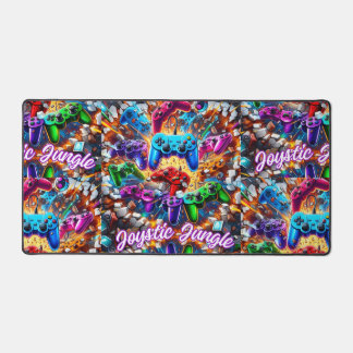 Colorful Neon Joysticks Pattern Desk Mat