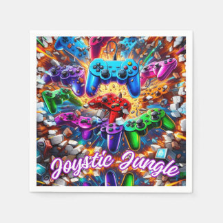 Colorful Neon Joysticks Pattern Napkins