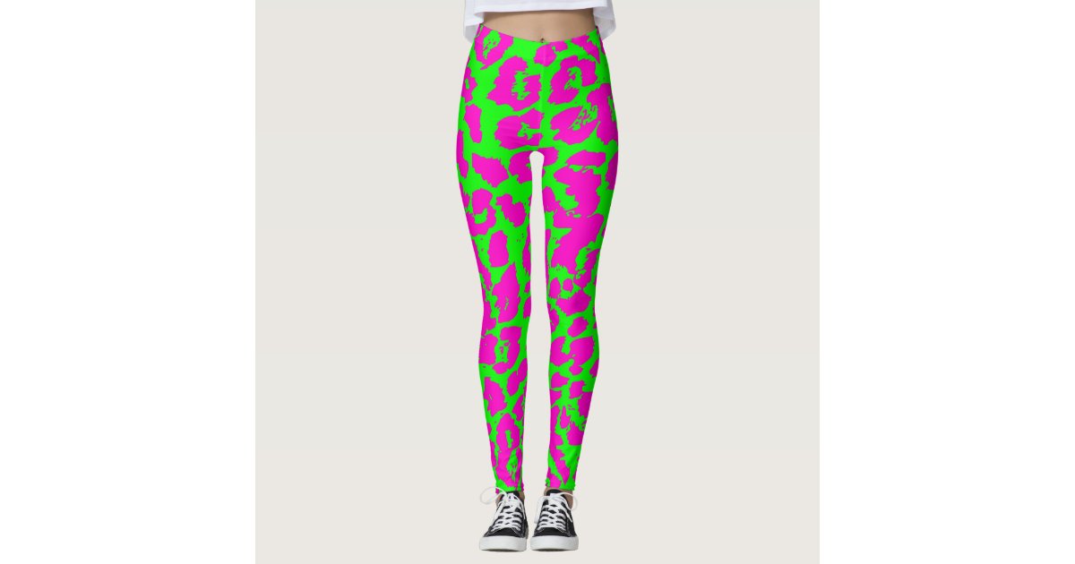 Bright Green Leopard Animal Print Leggings