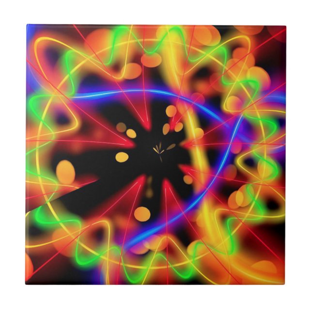 Colorful Neon Light Pattern Ceramic Tile (Front)