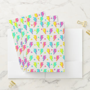 Colorful Neon Lightning Bold Back-to-School Pocket Folder