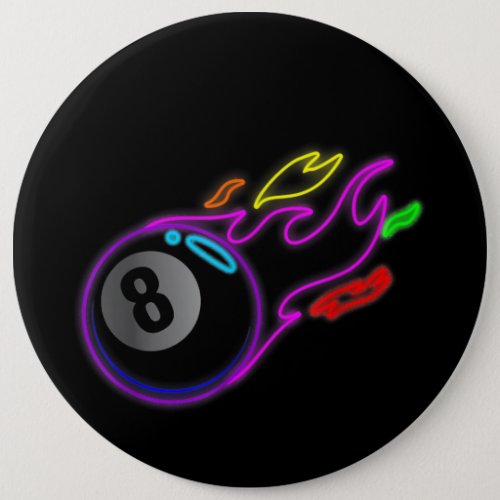 Colorful Neon Lights Eight Ball Billiards Pool Button