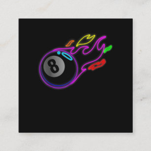 Colorful Neon Lights Eight Ball Billiards Pool Square Business Card