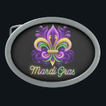 Colorful Neon Mardi Gras Fleur de lis Belt Buckle<br><div class="desc">Laissez les bons temps rouler</div>