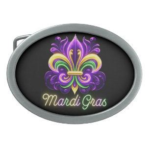 Colorful Neon Mardi Gras Fleur de lis Belt Buckle