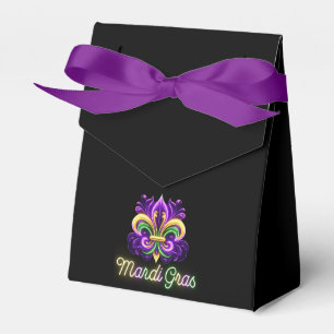 Colorful Neon Mardi Gras Fleur de lis Favor Boxes