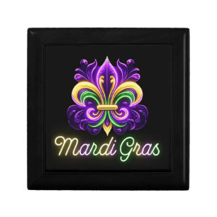 Colorful Neon Mardi Gras Fleur de lis Gift Box