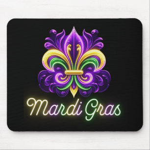 Colorful Neon Mardi Gras Fleur de lis Mouse Pad