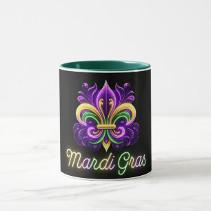 Colorful Neon Mardi Gras Fleur de lis Mug