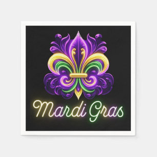 Colorful Neon Mardi Gras Fleur de lis Napkins
