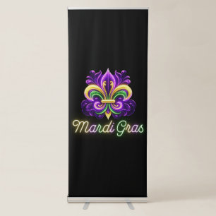 Colorful Neon Mardi Gras Fleur de lis Retractable Banner