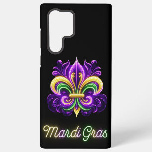 Colorful Neon Mardi Gras Fleur de lis Samsung Galaxy S22 Ultra Case