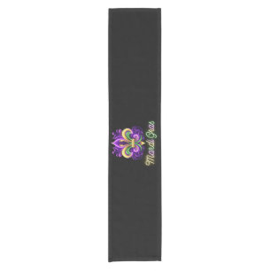 Colorful Neon Mardi Gras Fleur de lis Short Table Runner