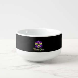 Colorful Neon Mardi Gras Fleur de lis Soup Mug