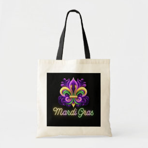 Colorful Neon Mardi Gras Fleur de lis Tote Bag