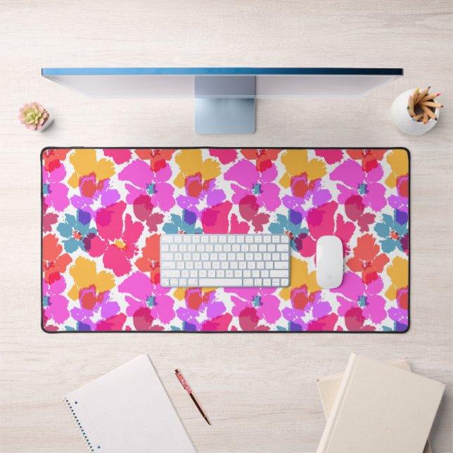 Colorful Neon Modern Flower Pattern Desk Mat (Office 1)