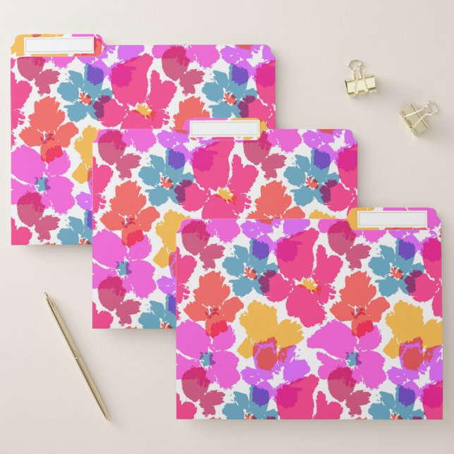 Colorful Neon Modern Flower Pattern File Folder (Set)