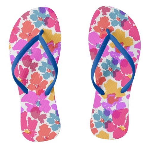 Colorful Neon Modern Flower Pattern Flip Flops