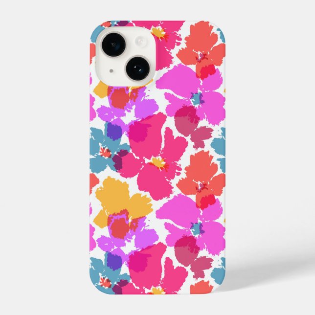 Colorful Neon Modern Flower Pattern iPhone Case (Back)