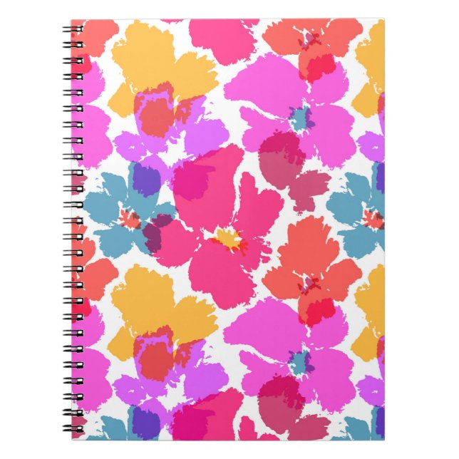 Colorful Neon Modern Flower Pattern Notebook (Front)