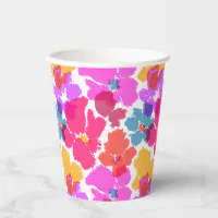 Burgundy Blush Floral 8 oz. Paper Cups (Set of 16)