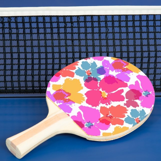 Colorful Neon Modern Flower Pattern Ping Pong Paddle (Insitu)