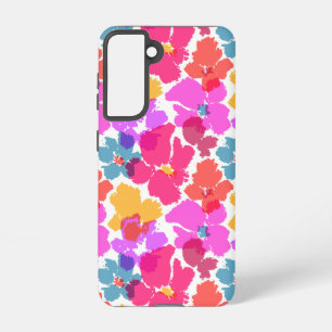 Colorful Neon Modern Flower Pattern Samsung Galaxy S21 Case