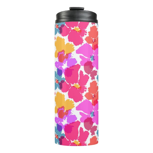 Colorful Neon Modern Flower Pattern Thermal Tumbler (Front)