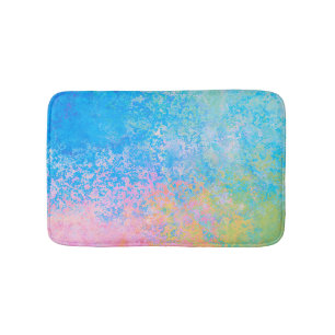 Colorful Neon Pastel Sky Alcohol Ink Abstract Bath Mat