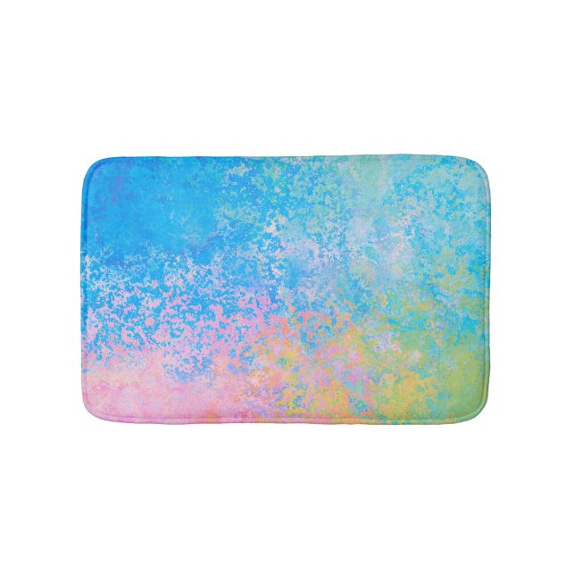 Colorful Neon Pastel Sky Alcohol Ink Abstract Bath Mat (Front)