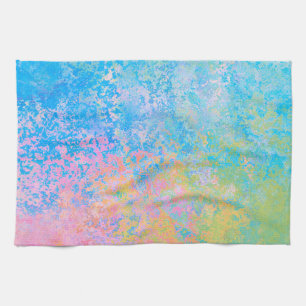Colorful Neon Pastel Sky Alcohol Ink Abstract Kitchen Towel