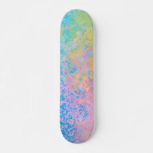 Colorful Neon Pastel Sky Alcohol Ink Abstract Skateboard