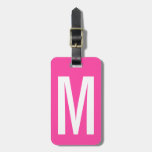 Colorful Neon Pink Monogram Travel Luggage Tag at Zazzle