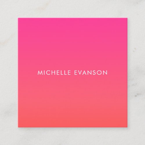 Colorful Neon Pink Orange Gradient Cute Square Business Card