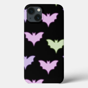Colorful Neon Pink Purple Green Bats Halloween  Mo iPhone 13 Case