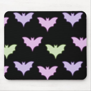 Colorful Neon Pink Purple Green Bats Halloween Mouse Pad
