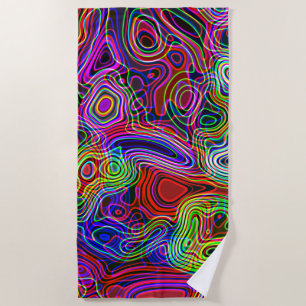 Colorful Neon Rainbow Abstract Beach Towel