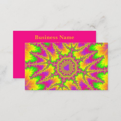 Colorful Neon Rainbow Fractal Business Card