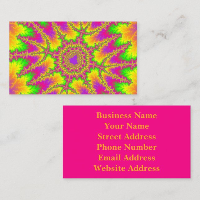 Colorful Neon Rainbow Fractal Business Card (Front/Back)