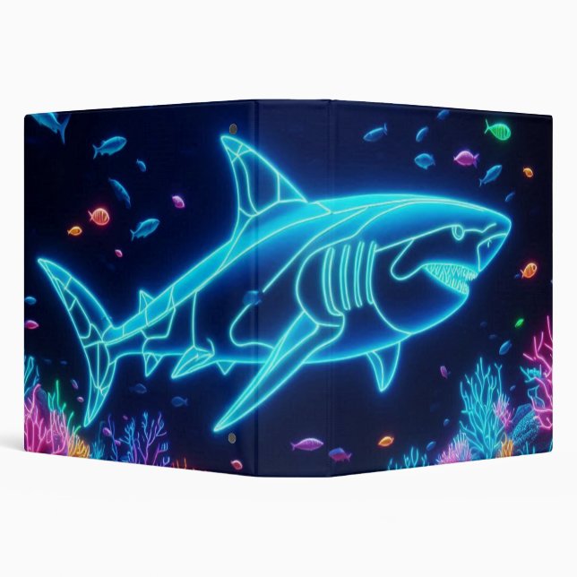 Colorful neon shark  3 ring binder (Background)