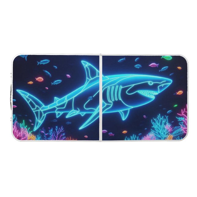 Colorful neon shark  beer pong table (Top)